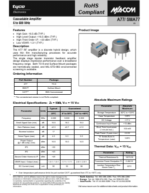 SMA77 Datasheet PDF Tyco Electronics