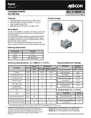 SMA81-3 Datasheet PDF Tyco Electronics