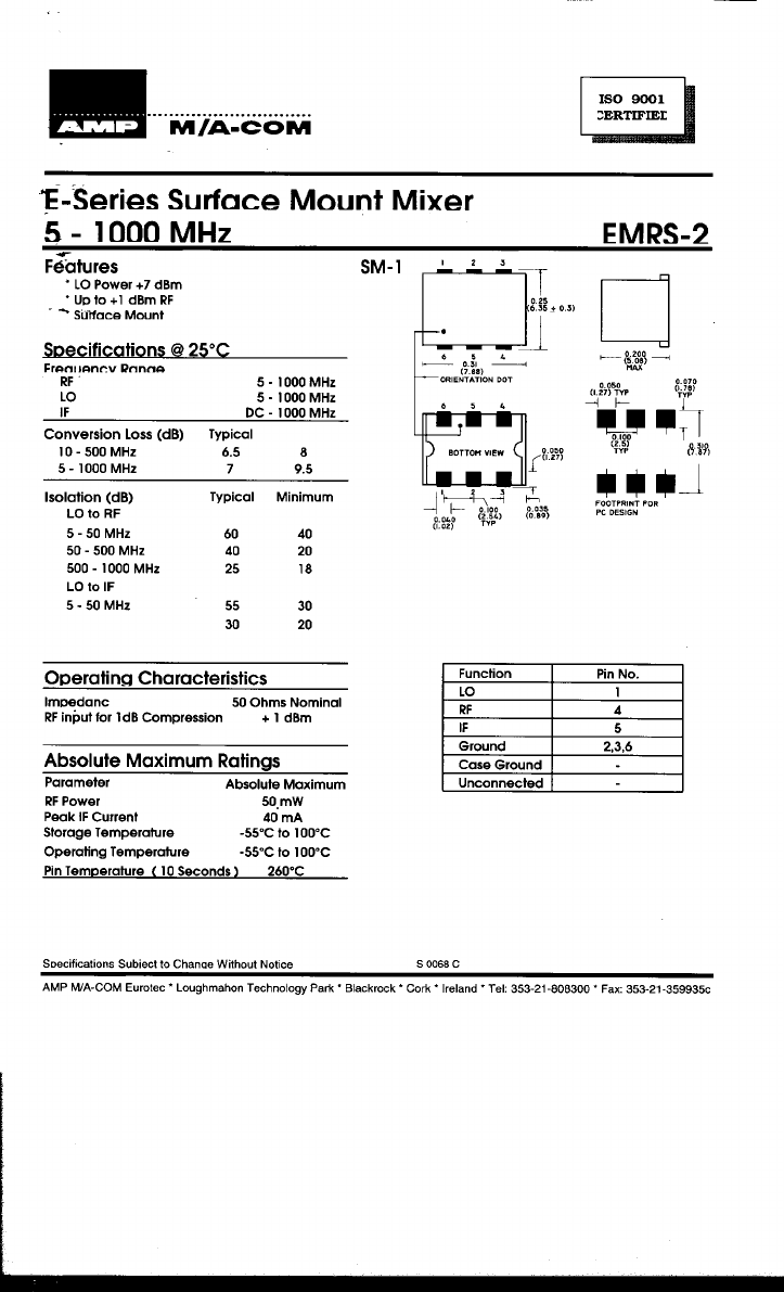 EMRS-2 Datasheet PDF Tyco Electronics