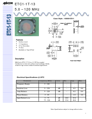ETC1-1T-13 Datasheet PDF Tyco Electronics