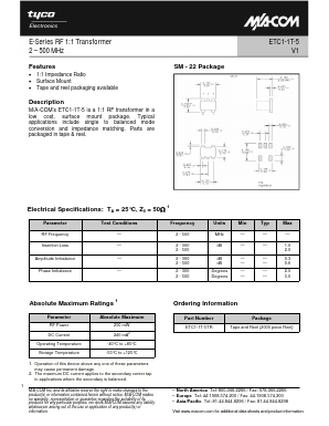 ETC1-1T-5 Datasheet PDF Tyco Electronics