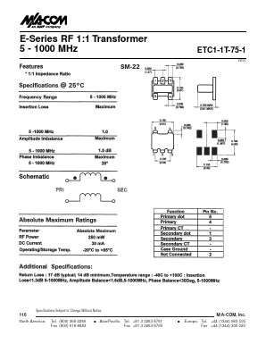 ETC1-1T-75-1 Datasheet PDF Tyco Electronics