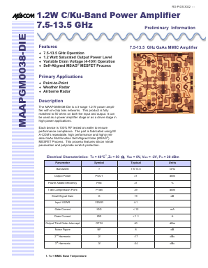 MAAPGM0038-DIE Datasheet PDF Tyco Electronics