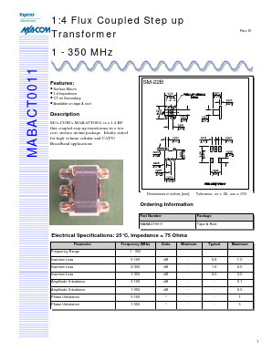 MABACT0011 Datasheet PDF Tyco Electronics