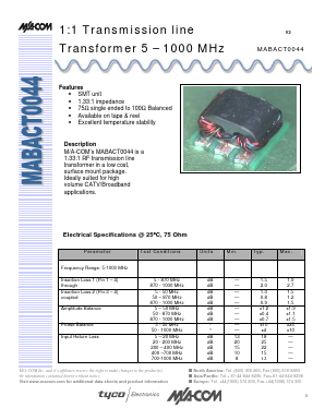 MABACT0044 Datasheet PDF Tyco Electronics