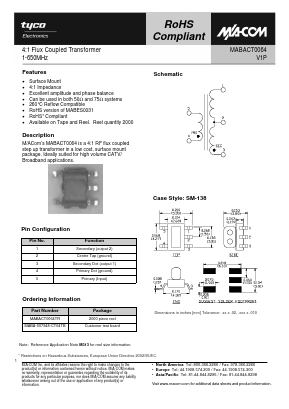 MABA-007948-CT64TB Datasheet PDF Tyco Electronics