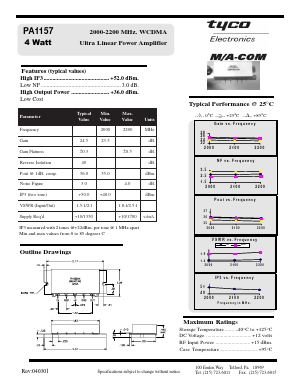 PA1157 Datasheet PDF Tyco Electronics