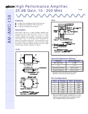 AMC-138SMA Datasheet PDF Tyco Electronics