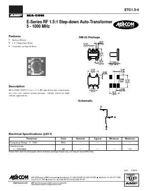ETC1.5-4 Datasheet PDF Tyco Electronics