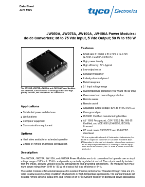 JW100A1 Datasheet PDF Tyco Electronics