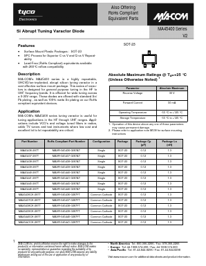 MA45439-287T Datasheet PDF Tyco Electronics