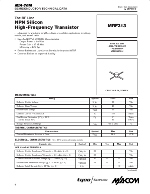 MRF313 Datasheet PDF Tyco Electronics
