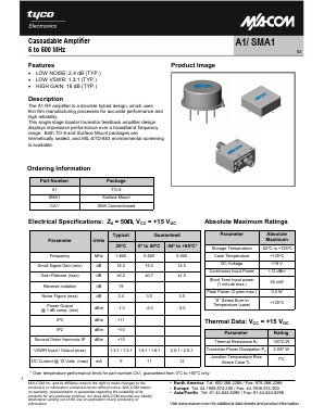 SMA1 Datasheet PDF Tyco Electronics