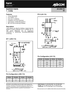 JH-113PIN Datasheet PDF Tyco Electronics