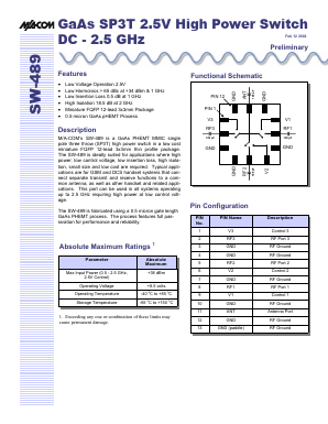 SW-489 Datasheet PDF Tyco Electronics