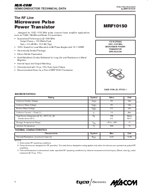 MRF10150 Datasheet PDF Tyco Electronics
