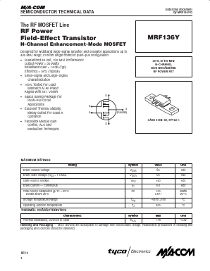 MRF136Y Datasheet PDF Tyco Electronics