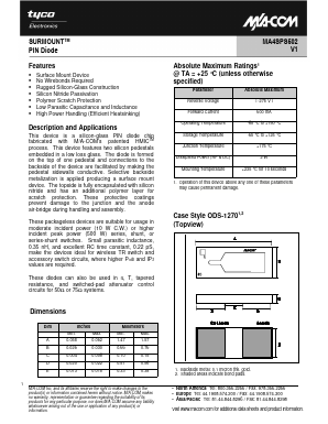 MA4SPS502 Datasheet PDF Tyco Electronics