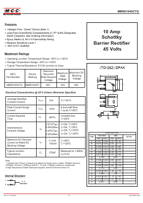MBRD1045CTQ-TP Datasheet PDF Micro Commercial Components