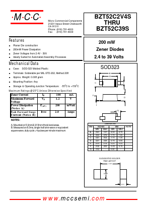 BZT52C39S Datasheet PDF Micro Commercial Components