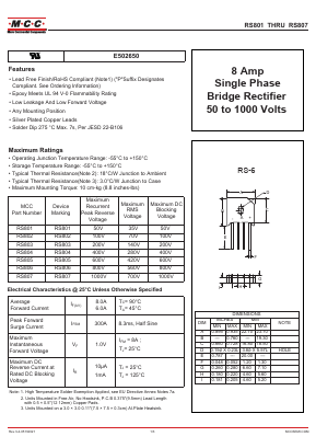 RS801 Datasheet PDF Micro Commercial Components