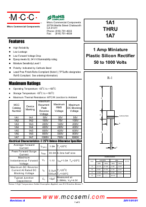 1A5-TP Datasheet PDF Micro Commercial Components