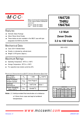 1N4733 Datasheet PDF Micro Commercial Components
