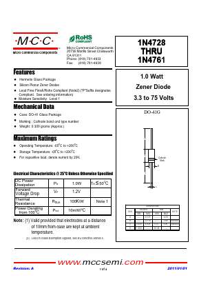 1N4728-TP Datasheet PDF Micro Commercial Components