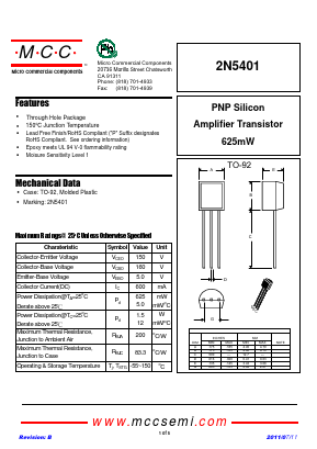 2N5401-AP Datasheet PDF Micro Commercial Components
