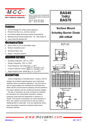BAS70-05 Datasheet PDF Micro Commercial Components