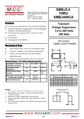 SMBJ110C-TP Datasheet PDF Micro Commercial Components
