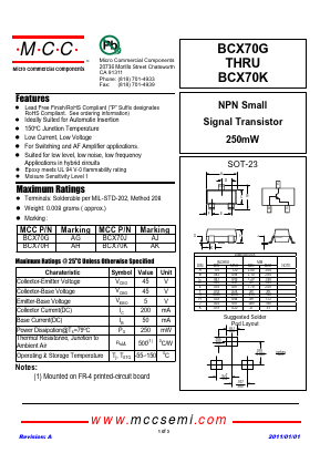 BCX70K-TP Datasheet PDF Micro Commercial Components