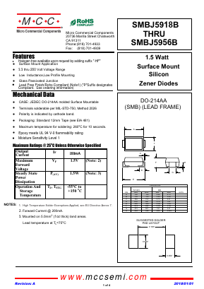 SMBJ5945B Datasheet PDF Micro Commercial Components