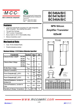 BC546A-BP Datasheet PDF Micro Commercial Components