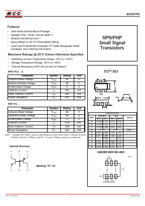 BC847PN-TP Datasheet PDF Micro Commercial Components