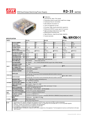 RD-35B Datasheet PDF Mean Well Enterprises Co., Ltd.