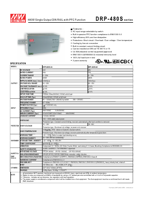 DRP-480S Datasheet PDF Mean Well Enterprises Co., Ltd.
