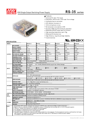 RS-35-12 Datasheet PDF Mean Well Enterprises Co., Ltd.