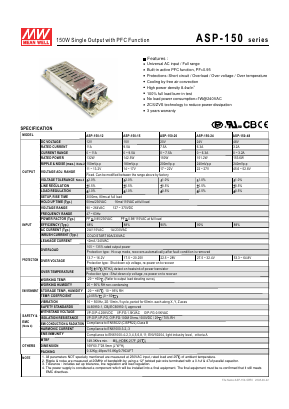 ASP-150-15 Datasheet PDF Mean Well Enterprises Co., Ltd.