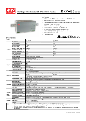 DRP-480-48 Datasheet PDF Mean Well Enterprises Co., Ltd.
