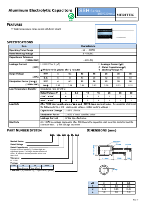 SSH10V330MTA5X5 Datasheet PDF MERITEK ELECTRONICS CORPORATION