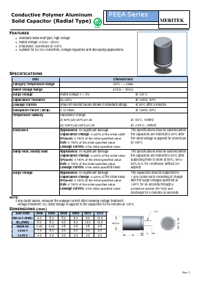 PEEA25V470M Datasheet PDF MERITEK ELECTRONICS CORPORATION