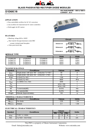 D1D60C18 Datasheet PDF Master Instrument Corporation