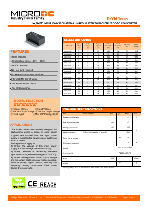 D050515XM Datasheet PDF Microdc power Technology Co., Ltd