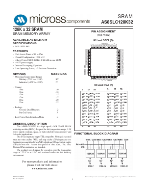 AS8SLC128K32P-25L/XT Datasheet PDF Micross Components