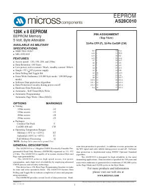 AS28C010F-25/XT Datasheet PDF Micross Components