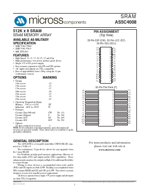 AS5C4008F-25 Datasheet PDF Micross Components
