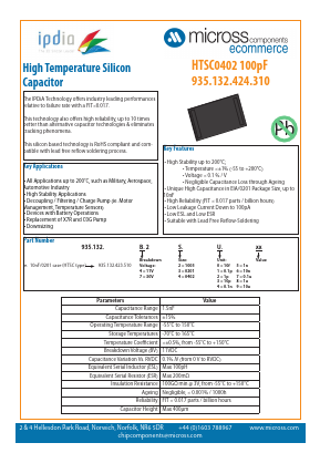 HTSC0402-100PF Datasheet PDF Micross Components
