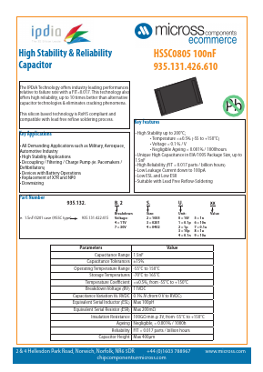 HSSC0805-100NF Datasheet PDF Micross Components