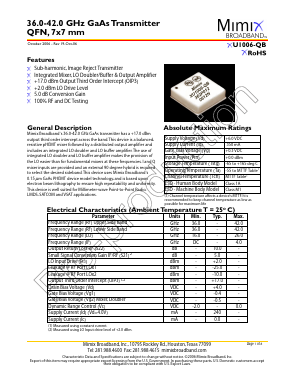 XU1006-QB-0L0T Datasheet PDF Mimix Broadband